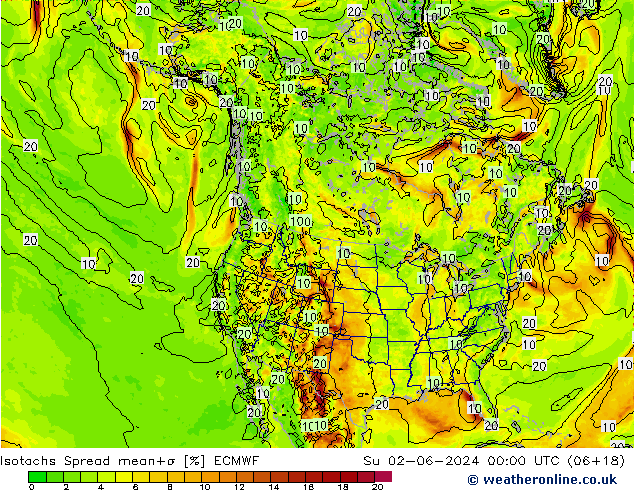 Isotaca Spread ECMWF dom 02.06.2024 00 UTC