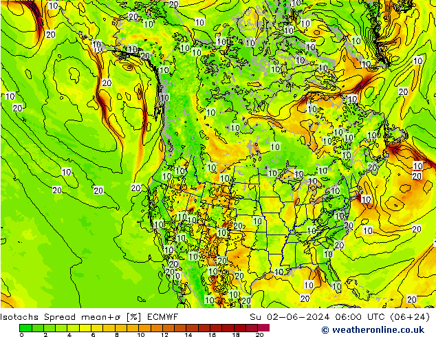 Isotachs Spread ECMWF Dom 02.06.2024 06 UTC