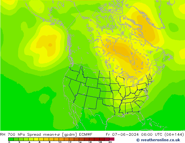 RH 700 hPa Spread ECMWF pt. 07.06.2024 06 UTC