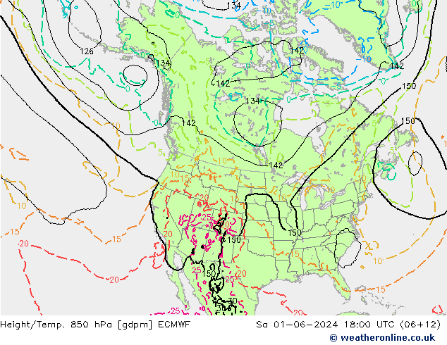 Height/Temp. 850 hPa ECMWF Sáb 01.06.2024 18 UTC