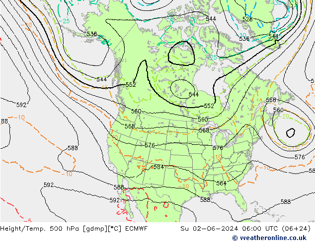 Height/Temp. 500 hPa ECMWF Su 02.06.2024 06 UTC