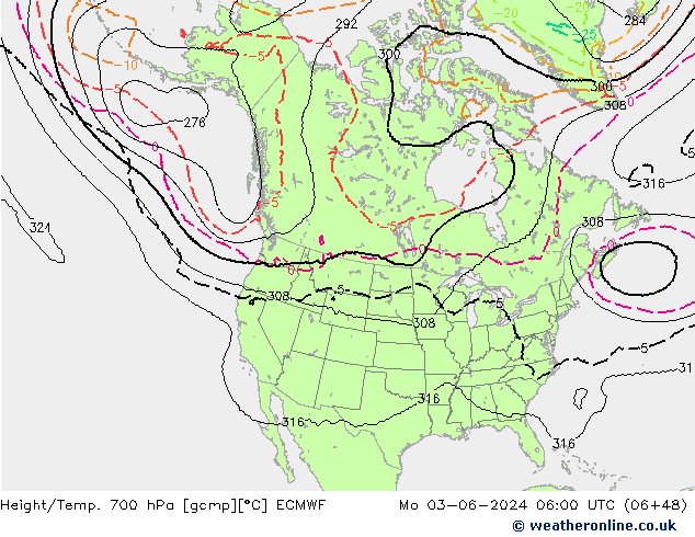 Height/Temp. 700 гПа ECMWF пн 03.06.2024 06 UTC