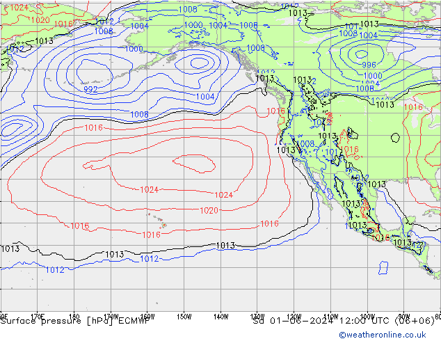 Surface pressure ECMWF Sa 01.06.2024 12 UTC