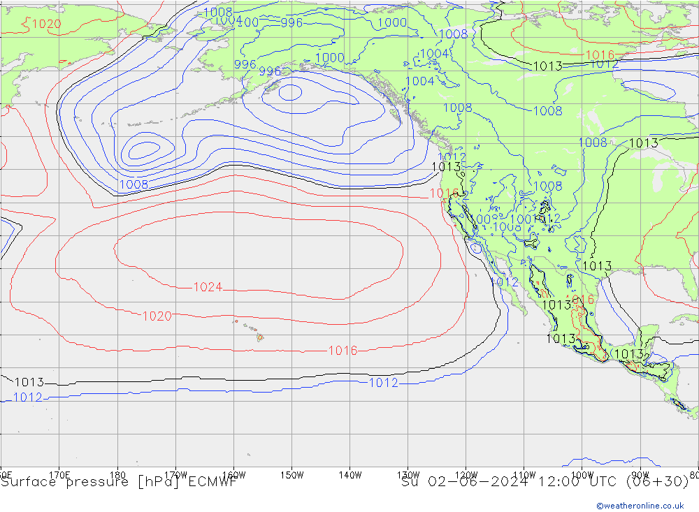 pressão do solo ECMWF Dom 02.06.2024 12 UTC