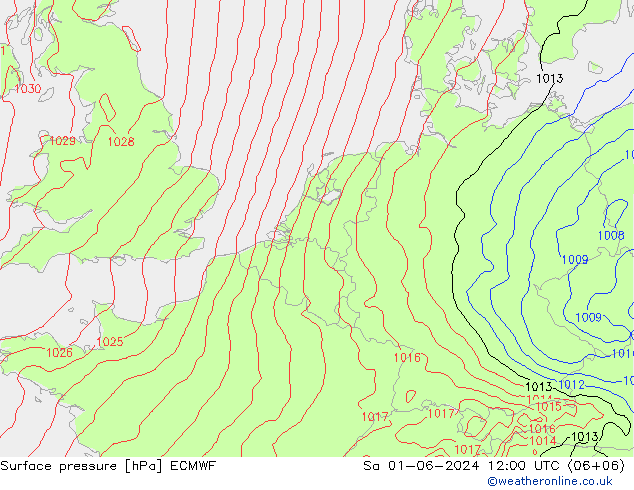 Bodendruck ECMWF Sa 01.06.2024 12 UTC