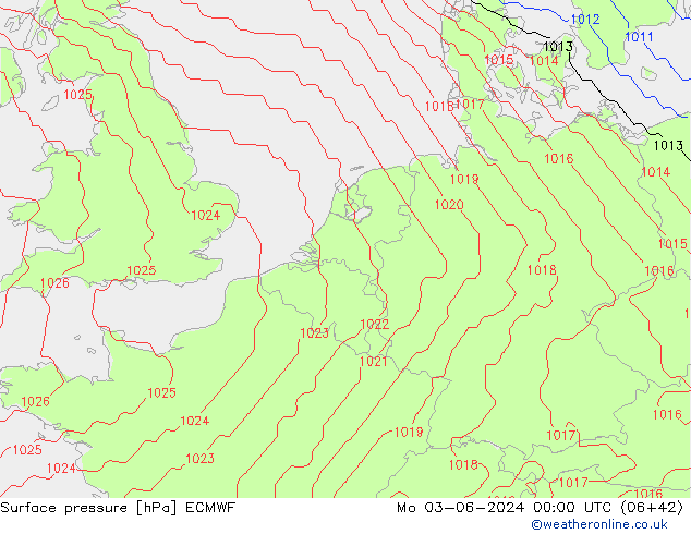 приземное давление ECMWF пн 03.06.2024 00 UTC