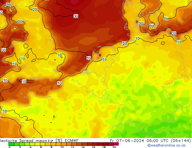 Isotachs Spread ECMWF пт 07.06.2024 06 UTC