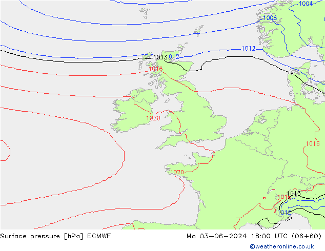 Bodendruck ECMWF Mo 03.06.2024 18 UTC