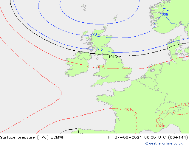 pressão do solo ECMWF Sex 07.06.2024 06 UTC