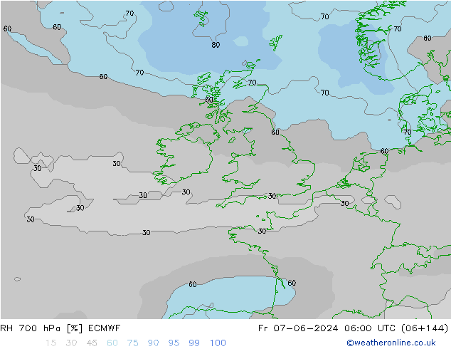 RH 700 hPa ECMWF pt. 07.06.2024 06 UTC