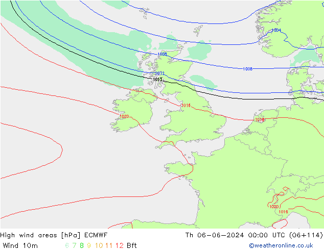 High wind areas ECMWF jeu 06.06.2024 00 UTC
