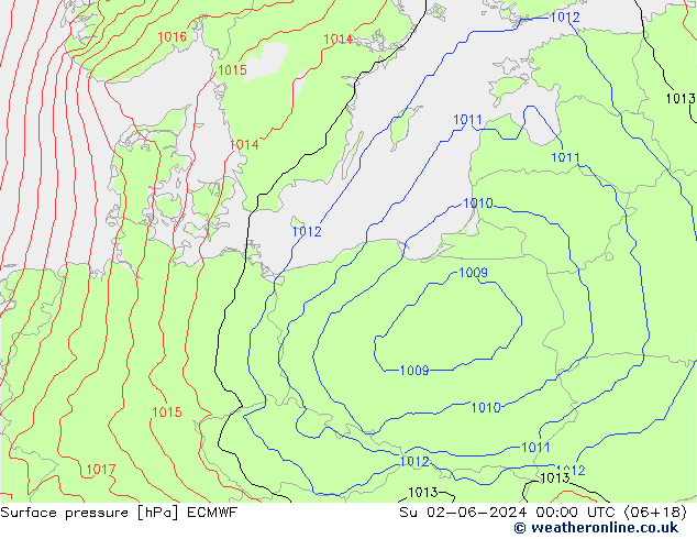 Yer basıncı ECMWF Paz 02.06.2024 00 UTC