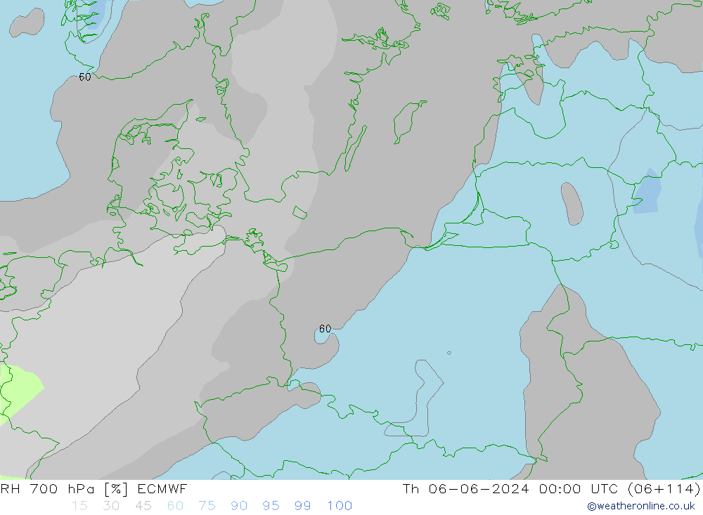RH 700 hPa ECMWF  06.06.2024 00 UTC