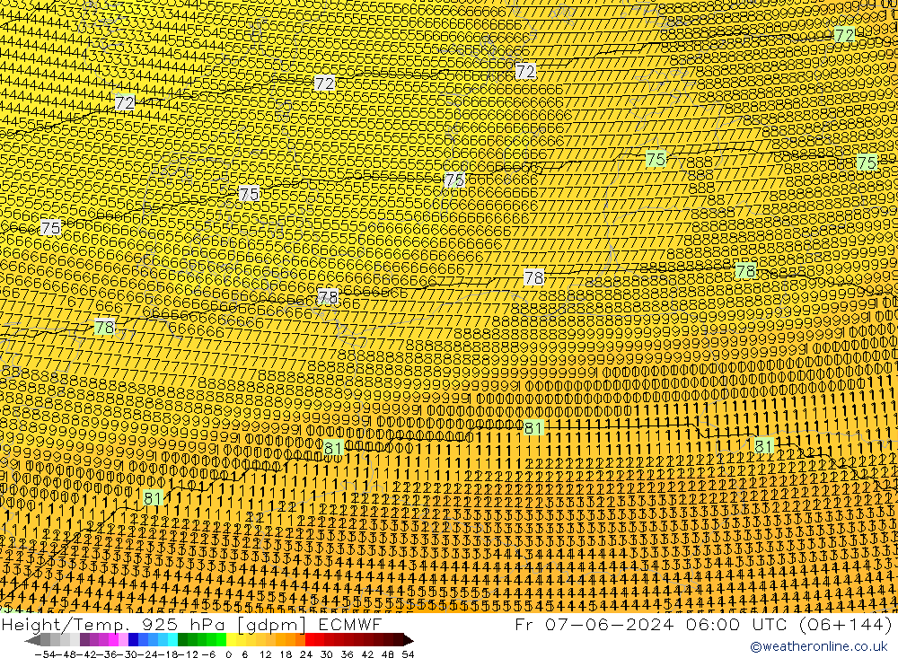 Height/Temp. 925 hPa ECMWF Fr 07.06.2024 06 UTC