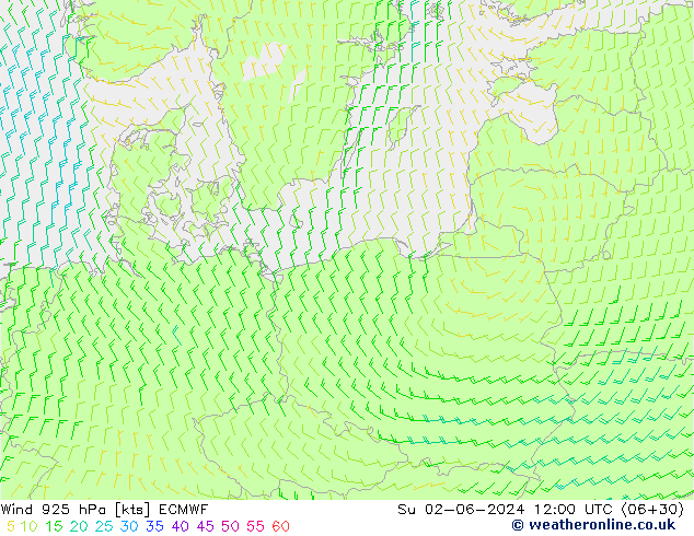Wind 925 hPa ECMWF zo 02.06.2024 12 UTC