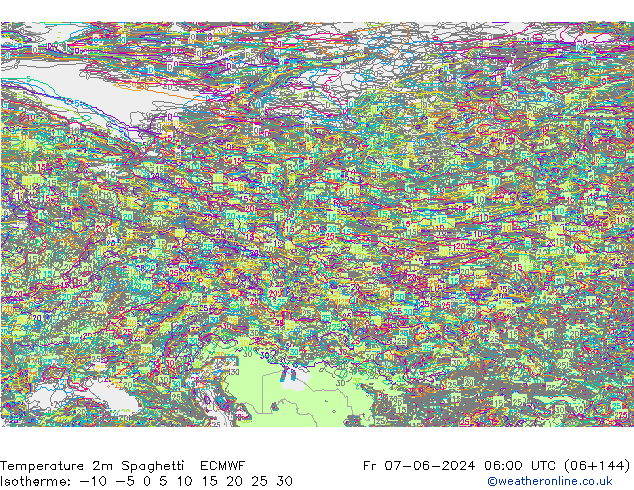 mapa temperatury 2m Spaghetti ECMWF pt. 07.06.2024 06 UTC