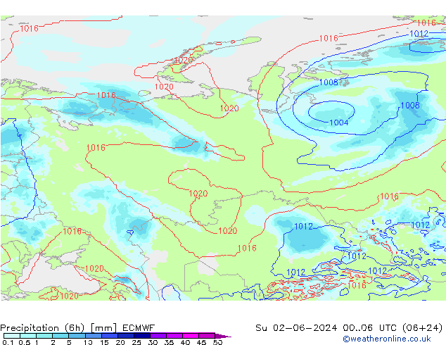Precipitação (6h) ECMWF Dom 02.06.2024 06 UTC
