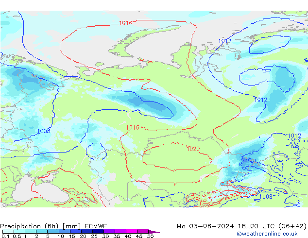 Totale neerslag (6h) ECMWF ma 03.06.2024 00 UTC