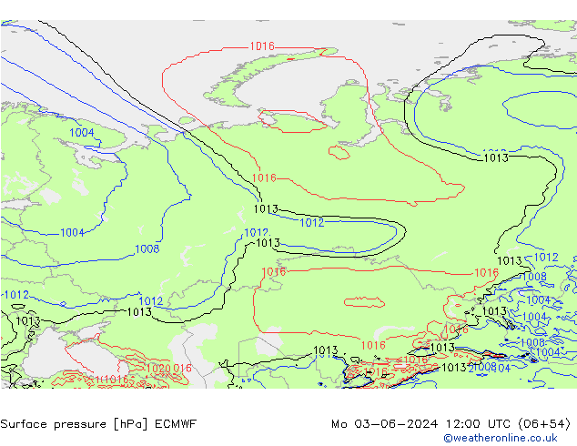 Presión superficial ECMWF lun 03.06.2024 12 UTC