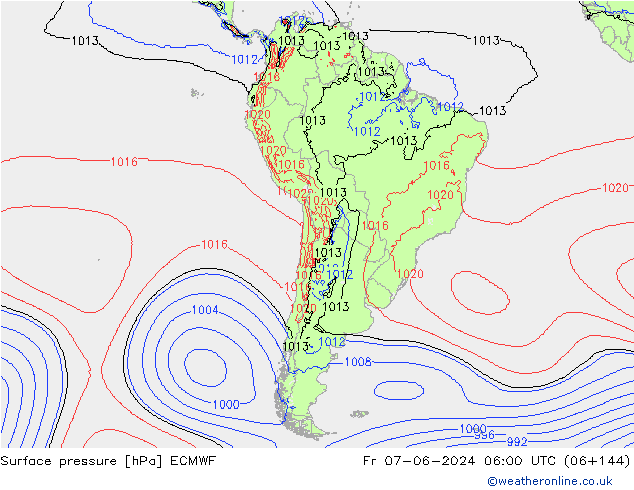 Surface pressure ECMWF Fr 07.06.2024 06 UTC