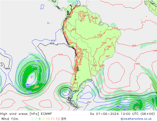 High wind areas ECMWF sáb 01.06.2024 12 UTC