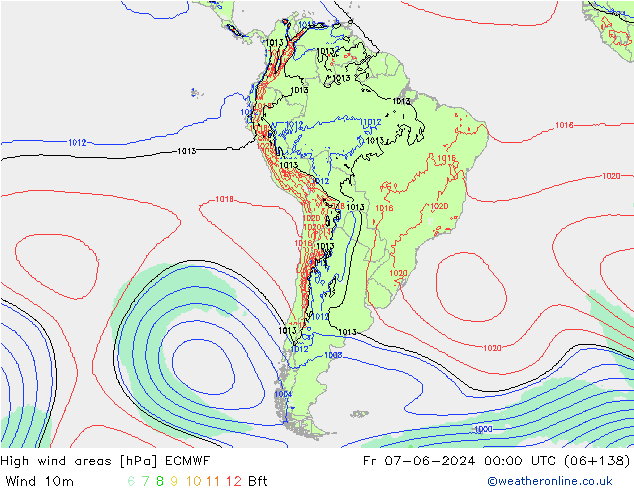 High wind areas ECMWF Fr 07.06.2024 00 UTC