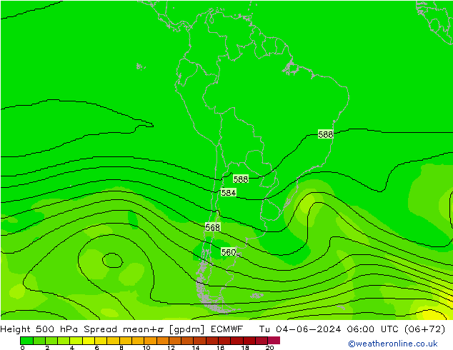 Height 500 hPa Spread ECMWF mar 04.06.2024 06 UTC