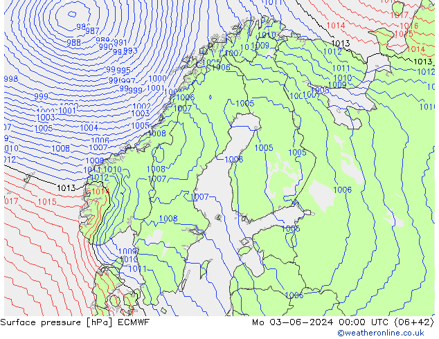 Yer basıncı ECMWF Pzt 03.06.2024 00 UTC