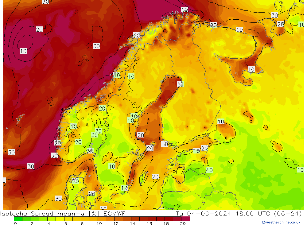 Isotachen Spread ECMWF di 04.06.2024 18 UTC