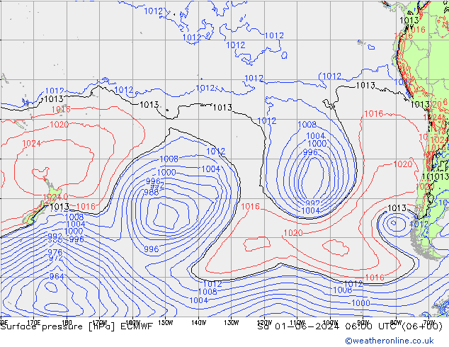 pressão do solo ECMWF Sáb 01.06.2024 06 UTC