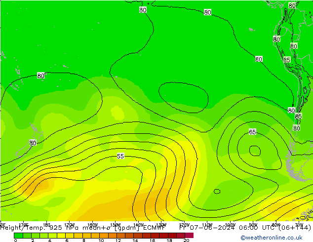 Geop./Temp. 925 hPa ECMWF vie 07.06.2024 06 UTC