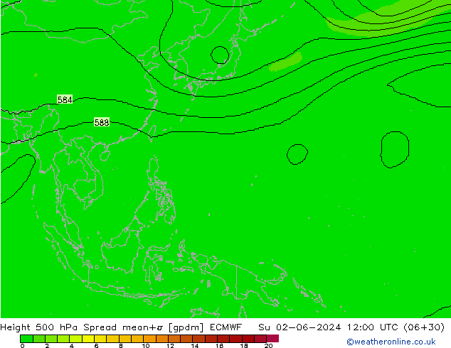 Height 500 hPa Spread ECMWF Su 02.06.2024 12 UTC