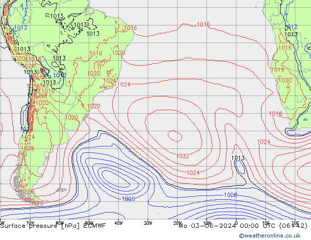 Atmosférický tlak ECMWF Po 03.06.2024 00 UTC