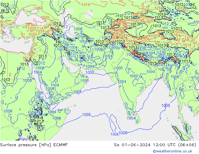 ciśnienie ECMWF so. 01.06.2024 12 UTC