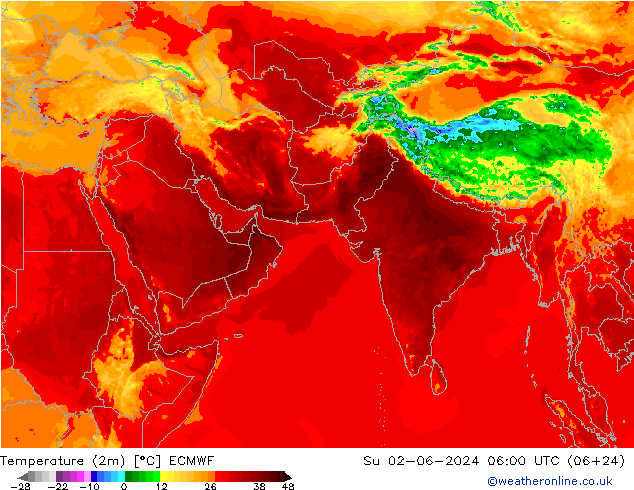 température (2m) ECMWF dim 02.06.2024 06 UTC