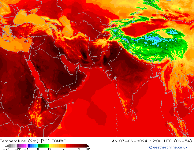 Temperature (2m) ECMWF Mo 03.06.2024 12 UTC