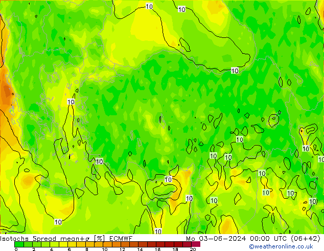 Isotachs Spread ECMWF Seg 03.06.2024 00 UTC