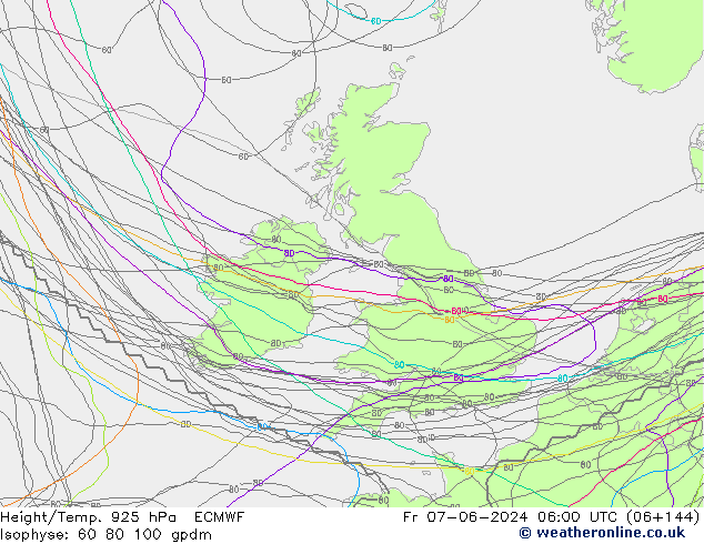 Hoogte/Temp. 925 hPa ECMWF vr 07.06.2024 06 UTC