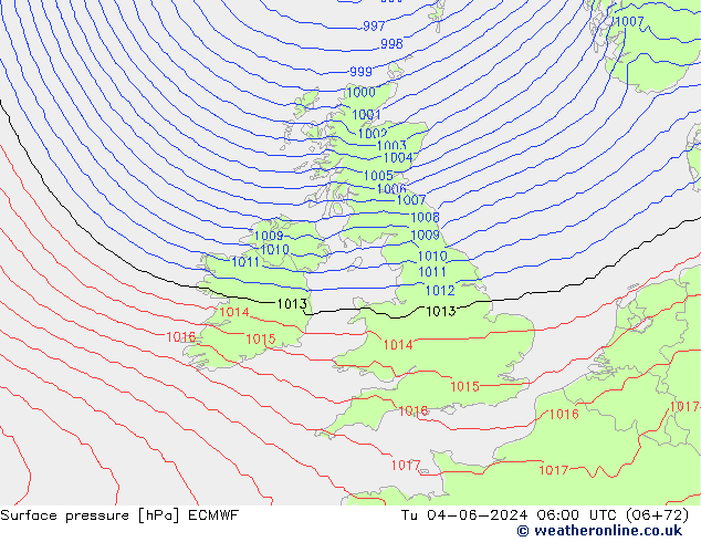 Presión superficial ECMWF mar 04.06.2024 06 UTC