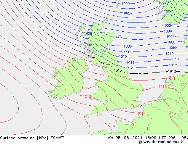 приземное давление ECMWF ср 05.06.2024 18 UTC