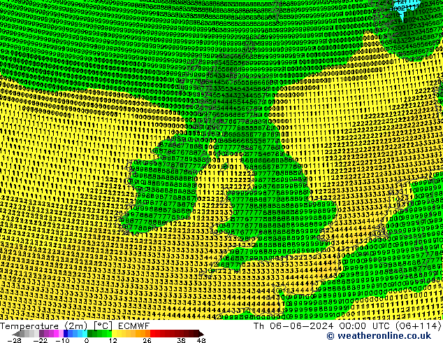 Temperature (2m) ECMWF Th 06.06.2024 00 UTC