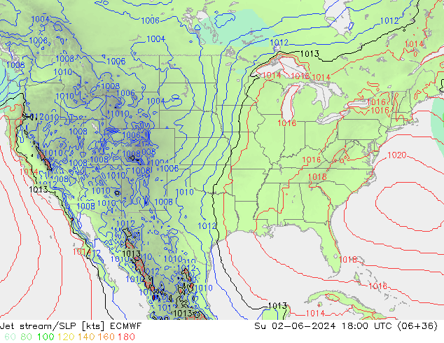 Corriente en chorro ECMWF dom 02.06.2024 18 UTC