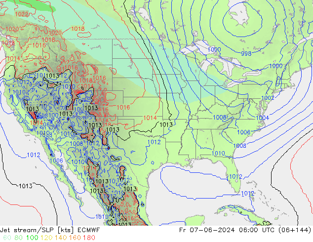 Jet stream ECMWF Sex 07.06.2024 06 UTC