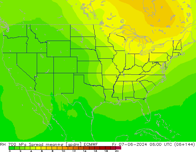 RH 700 hPa Spread ECMWF Fr 07.06.2024 06 UTC