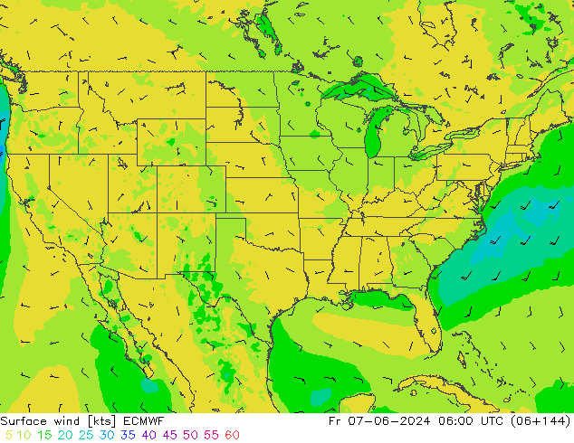 Bodenwind ECMWF Fr 07.06.2024 06 UTC