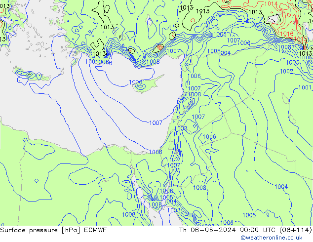 Surface pressure ECMWF Th 06.06.2024 00 UTC