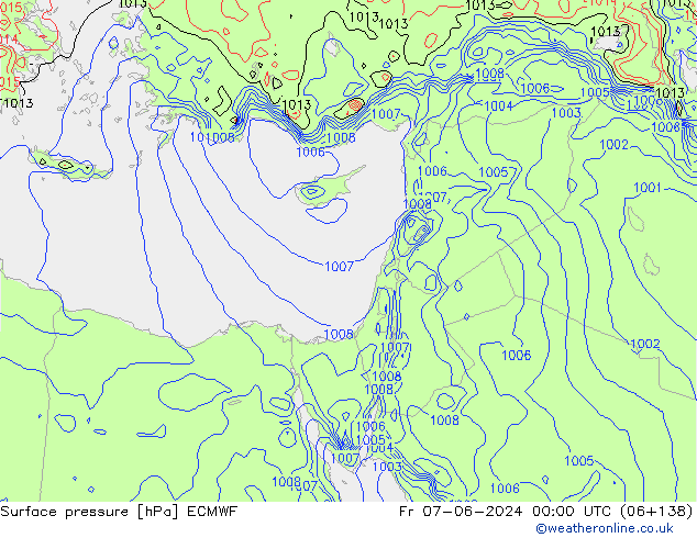 приземное давление ECMWF пт 07.06.2024 00 UTC