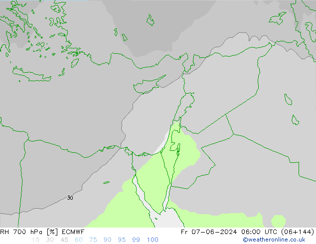 RH 700 гПа ECMWF пт 07.06.2024 06 UTC