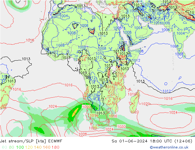 Jet stream/SLP ECMWF Sa 01.06.2024 18 UTC