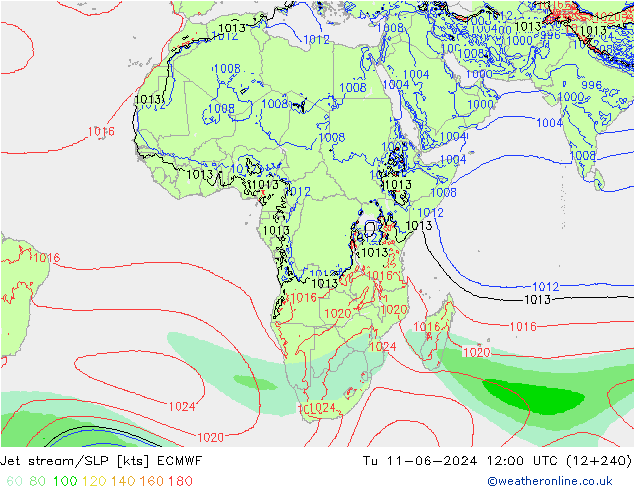 Corrente a getto ECMWF mar 11.06.2024 12 UTC